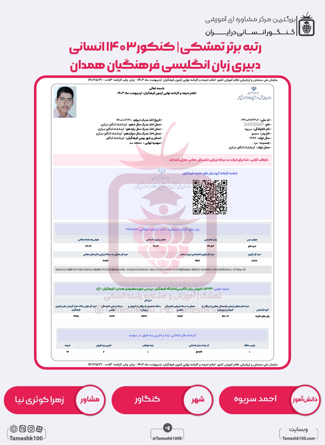احمد سریوه min - احمد سریوه <br> دبیری زبان انگلیسی فرهنگیان همدان