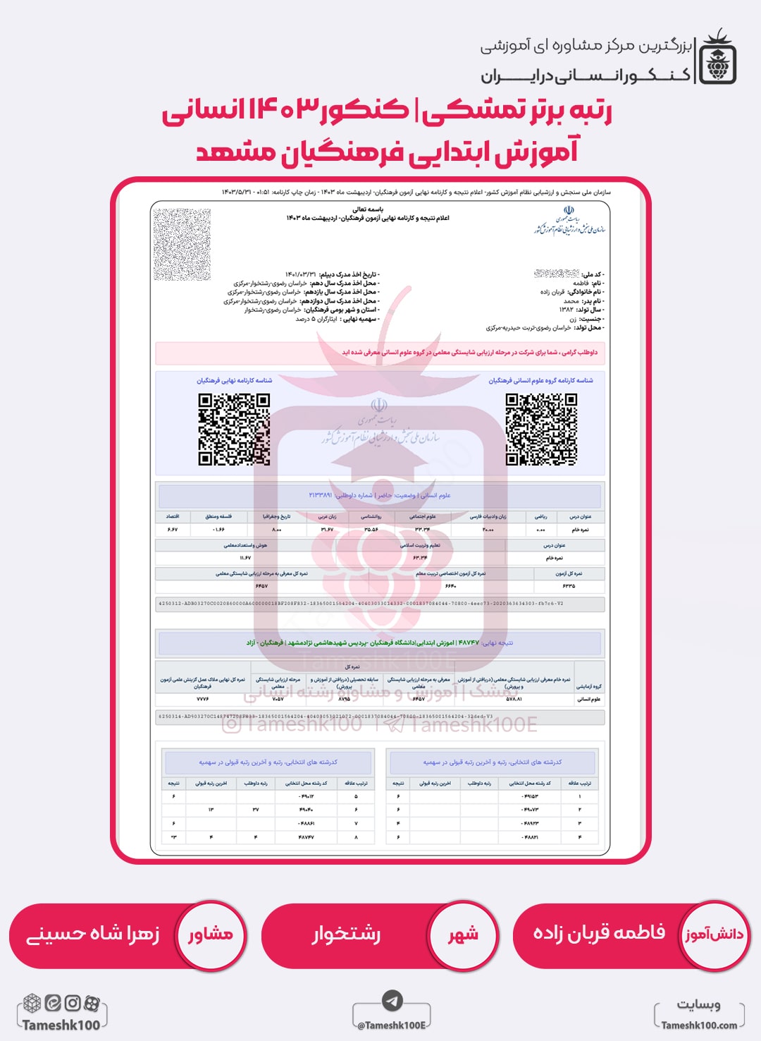 فاطمه قربان زاده min - فاطمه قربان زاده <br> آموزش ابتدایی فرهنگیان مشهد