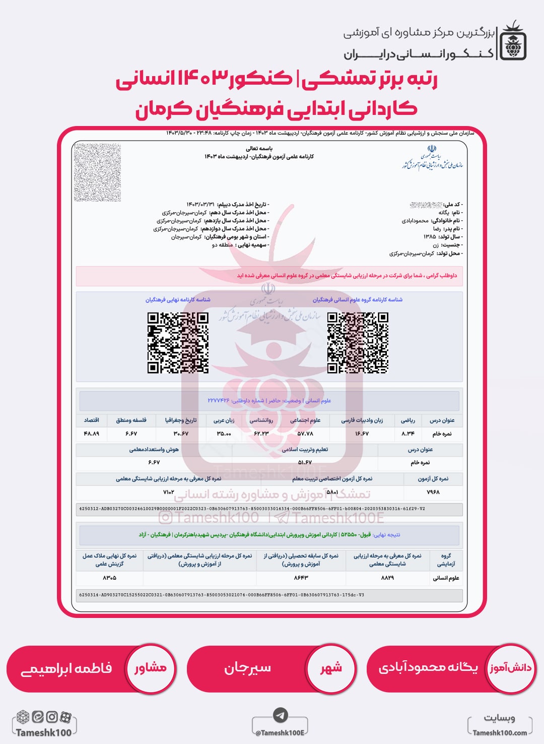 یگانه محمودآبادی min - یگانه محمودآبادی <br> کاردانی ابتدایی فرهنگیان کرمان