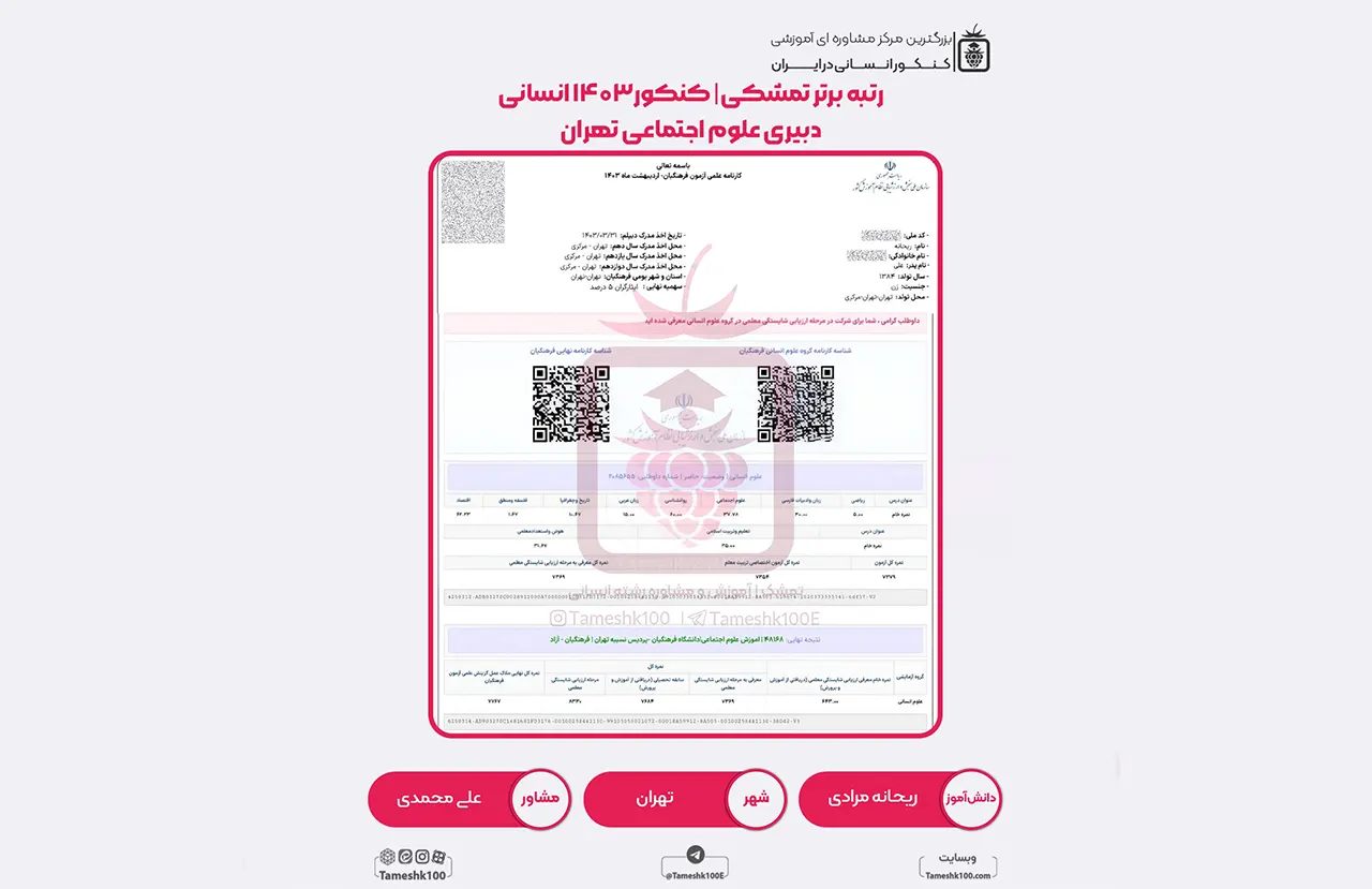 مرادی - ریحانه مرادی <br> دبیری علوم اجتماعی تهران