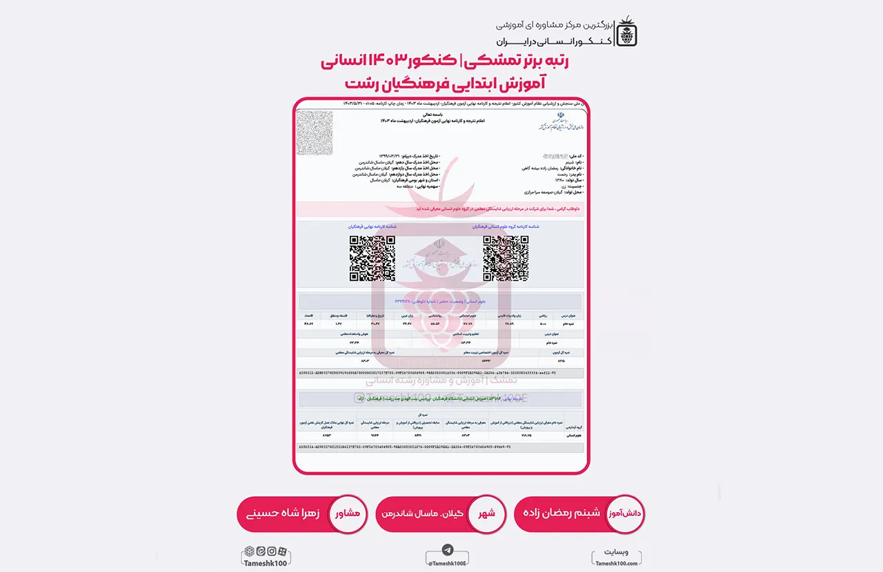 شبنم رمضان زاده - شبنم رمضان زاده <br> آموزش ابتدایی فرهنگیان رشت