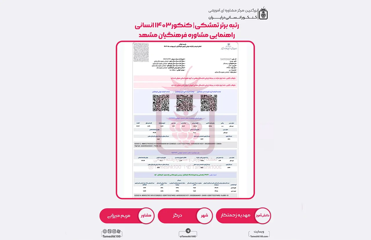 زحمتکار - مهدیه زحمتکار <br> راهنمایی و مشاوره فرهنگیان مشهد