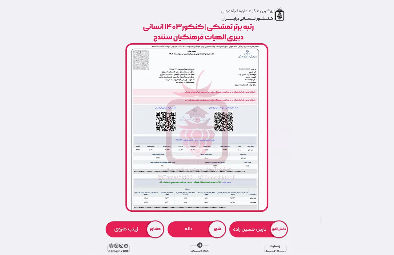 حسین زاده - نارین حسین زاده <br> دبیری الهیات فرهنگیان سنندج
