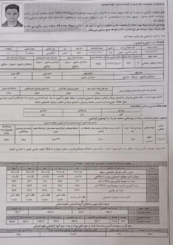 photo 2024 12 23 19 44 46 - امین بالش آبادی <br> رتبه ۷۳۲ کنکور انسانی ۱۴۰۰ <br> دبیری ادبیات دانشگاه پردیس شهید بهشتی مشهد